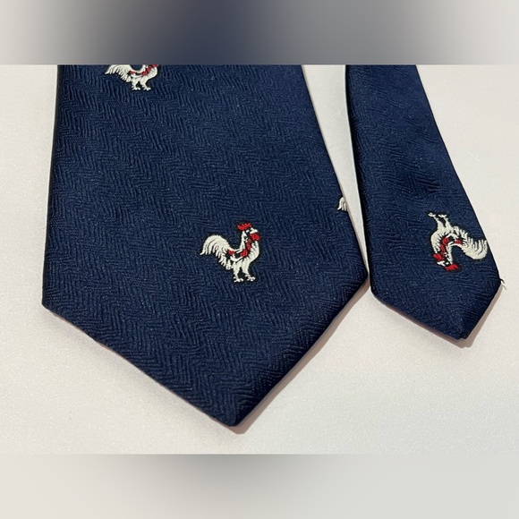 Vintage Blue Necktie By Damon Rooster 100% Imported Textured Polyester 55” - Picture 8 of 10